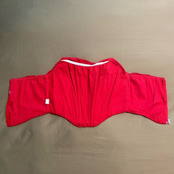 Ruched Red Corset Top w/ Boning - Picture 3 of 4